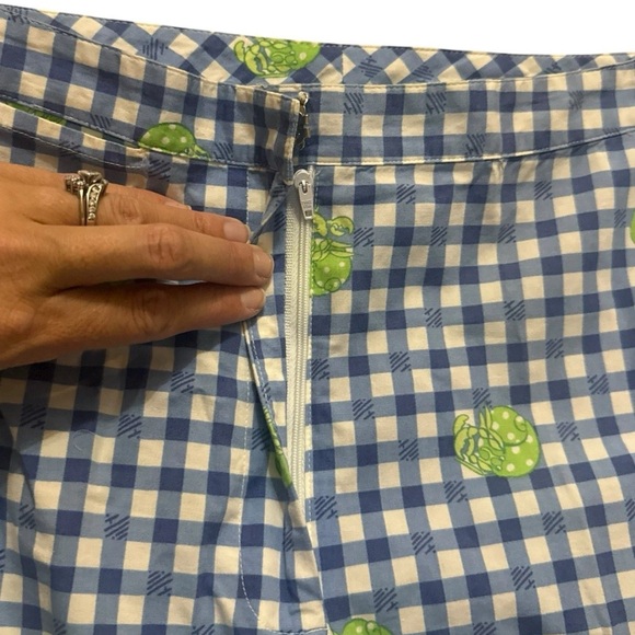 Lilly Pulitzer Blue Cotton Capri Hermit Crab Gingham Check Pants White Lbl 8 - Picture 8 of 12